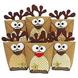 Papierdrachen DIY Adventskalender zum Befüllen - Rentiere mit braunen Bäuchen zum selber Basteln - 24 Tüten zum individuellen Gestalten und zum selber Füllen - Weihnachten fü