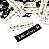 100 Stück Handmade Stoffetiketten Textiletiketten Handmade Stoff Labels Tags Kleideretiketten Handmade Etiketten Nähen DIY Dek