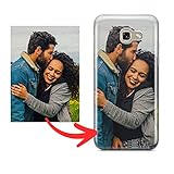 PixiPrints Foto-Handyhülle mit eigenem Bild kompatibel mit Samsung Galaxy J3 (2016), Hülle: TPU-Silikon in Transparent, personalisiertes Premium-Case selbst gestalten mit flexiblem Druck