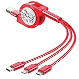 Iwinna Multi Retractable 3-in-1 Charger Cable, Multiple Charging Cable USB Charge Cord with Phone/Type C/Micro USB for Huawei/Samsung Galaxy/Pixel/Sony/LG/HTC Phone XS/X/8/7 Universal U