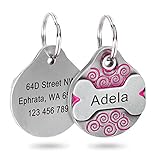 EUSFIYY Namensschild Hundemarke Personalisierte Hund Katze ID Tag Halsband Zubehör Individuell gravierte Edelstahl Pet Name TagAnhängerFür Hunde Katzen Doppelseitig-Rose-R