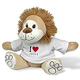 printplanet Kuscheltier mit Namen Josie - Stoff-Löwe mit Design I Love - Stofftier, Plü