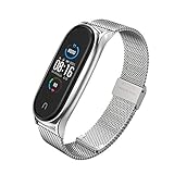 EasyULT Xiaomi Mi Band 6/5/4/3 Metall Armband, Ersatzband Wasserdicht Edelstahl Strap Armband Zubehör mit Entfernungswerkzeug für Xiaomi Mi Band 6/5/4/3(Fitness Tracker Nicht Enthalten) (Silber)