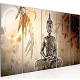 Runa Art Wandbild XXL Buddha 200 x 80 cm Beige Braun 5 Teilig - Made in Germany - 500355