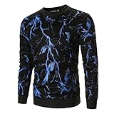 Pullovers Herren Rundhals Regular Fit Blitz Drucken Sweatshirt Herren Herbst Winter Plus Samt Warm Baseshirt Herren Klassisch Komfortabel Lassig Langarm T-Shirt H