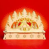 SIKORA LB-Mini Mini Schwibbogen aus Holz mit LED Beleuchtung - viele Motive, Farbe:Motiv Kirche mit Säng