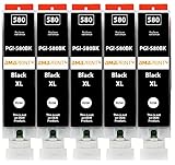 Amaprint 5 XL Patronen kompatibel mit Canon PGI 580 Schwarz PGBK passend für Pixma TR7500 TR7550 TR8500 TR8550 TS6100 TS6150 TS6151 TS6300 TS6350 TS8100 TS8150 TS8151 TS8152 TS8350 TS9150