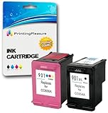 Printing Pleasure 2 XL Tintenpatronen kompatibel zu HP 901XL für Officejet 4500 J4500 J4524 J4535 J4540 J4550 J4580 J4585 J4624 J4660 J4680 J4680C G510a G510g G510n - Schwarz/Color, hohe Kap