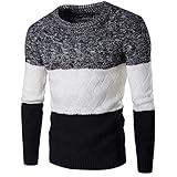 Herren Herbst und Winter Schwerer Hochwertiger Warmer Pullover Dicker Colorblock Langarm Pullover Rundhals Pullover Rundhals Bedruckter Strickpullover Weiches warmes Stricksweatshirt Lässig