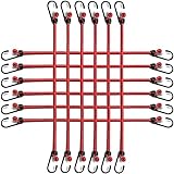 Gepäckspanner Mit Haken 12er Set - Extra Stark In 65 cm Länge (Rot) | Reißfest Und Robuste Spanngurte Expanderseile Planenspanner für Fahrrad, M