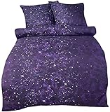Leonado Vicenti - Bettwäsche 135x200 4teilig gestreift Space Weltraum Bezug Kissen 80x80 Schlafzimmer Set mit Reiß