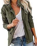 Imily Bela Damen Übergangsjacke Parka Stehkragen Mehr Taschen Utility Jacket Leicht Sommerjacke Boyfriend,XS,Armee Grü