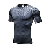 Eogrokerr Quick Dry Workout Laufshirt Herren Sportswear Set Laufset Sportanzug für Radfahren Laufen Gym Joggen, Graues Netz, XL