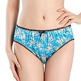 Frauen Dessous Satin Floral Bikini Höschen Schlüpfer (Türkis, S)