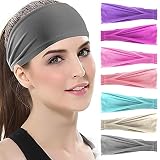 7 Stücke Stirnband Damen, Elastisches Baumwolle Bandana Breiter Haarband, Geknotetes Haarbänder für Fahrrad Sport Fitness Laufen Yoga Makeup