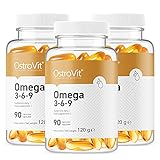 3x OstroVit Omega 3-6-9 90 | 90 Softgelkapseln je Dose hochdosiert (insg. 270 Stück) | Fischöl Kapseln Fish Oil DHA EPA| Nahrungsergänzungsmittel (3er Pack)