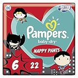 Pampers Baby-Dry Pants 6, 22 Höschenwindeln, Einfaches An- und Ausziehen, Zuverlässige Pampers Trockenheit, 15kg+, 22 Stück