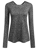 ADOME Damen Sport Shirt Atmungsaktive Laufshirt Sporttop Yoga Running Fitness T-Shirt Laufen Oberteil mit D