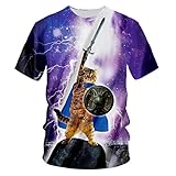 3D-T-Shirt Kurzarm Krieger Katzen-Druck Hip Hop Maxi-Kostüm-T-Shirt Warrior Cat XXXL