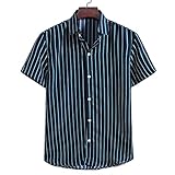 SSBZYES Herrenhemden Sommer Kurzarm Herren Übergroße Hemden Herren Gestreifte Casual Businesshemden Kurzarm Revers Ou Size S