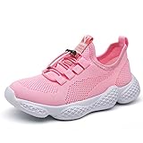 Kinder Sportschuhe Jungen Mädchen Running Sneaker Outdoor Turnschuhe Schnürer Laufschuhe Freizeit Hallenschuhe Atmungsaktiv Pink 33