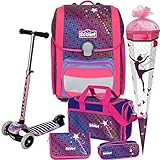 MAGIC WAND - SCOUT GENIUS Schulranzen-Set 6tlg. mit SPORTTASCHE und SCHULTÜTE - Balance-Scooter mit Leucht-Rädern GRATIS DAZU