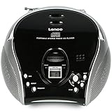 Lenco SCD-24 Tragbare Stereo Boombox mit CD-Player & FM Radio - schwarz/silb