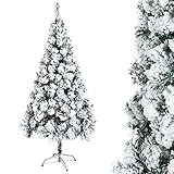 OZAVO Weihnachtsbaum künstlich, Luxus Beflockung Christbaum mit Eisenfüßen, Tannenbaum mit große Schnee-Effekt, Baum Hohe 120