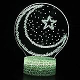 Acryl Ramadan Dekorative Lichtlampe 3D EID Mubarak Buntes LED-Nachtlicht Halbmondförmiges Nachtlicht Mit Touch/Fernbedienung Für Eid Ramadan Mubarak Party Dek