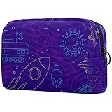 Funky Space Icons Kosmetiktasche für Frauen, entzückende geräumige Taschen, Reise-Kulturb