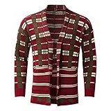 Herren Strickjacke Stehkragen Slim Fit Winter-Freizeit-Jacke Mode Karierte Strickjacke Lange Lose Große Größe H