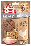 8in1 Meaty Treats, gefriergetrocknete Hunde Leckerlis aus Huhn, 100% Fleisch, getreidefrei und ohne Zucker, 50 g B