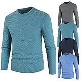 KXZD Herren Sweatshirt Pullover Langarmshirt Pulli Classic Basic Rundhals-Ausschnitt Sport Herren dünner Strick-Pullover Slim Fit Winter Sommer Männer Winterpullover Langarm Crew Neck Feinstrick