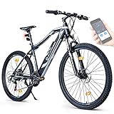 BLUEWHEEL E-Bike 27,5“ & 29“ I Deutsche Qualitätsmarke | EU-konform E-Mountainbike 21 Gänge & Hinterradmotor für 25 km/h | Fahrrad mit MTB Federgabel, App, LED Licht & Sportsattel | BXB75 Ebik