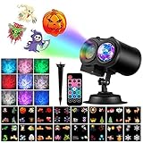 ZZDD Halloween Weihnachtsprojektor Lichter, Fernbedienung LED Landschaftslichter, wasserdichte Outdoor Indoor Weihnachtsfeier Dekorationen 16 Folien 10 Farb