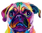 ifymei Malen nach Zahlen für Kinder & Erwachsene & Anfänger, DIY Ölgemälde Geschenk-Kits, vorgedruckte 40,6 x 50,8 cm Leinwand – bunter süßer Hund ohne R