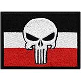 Flagge Aufnäher Germany Punisher deutsche Flagge Biker Patch Rocker Bügelbilder Flicken Heavy Metal Sticker zum aufnähen Männer-Geschenk DIY Applikation für Leder-Jacken/Kutten/Jeans/Taschen 90x65