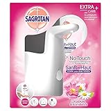 Sagrotan No-Touch Automatischer Seifenspender Weiß – Inkl. Sagrotan Nachfüller Lotusblüte & Kamillenöl – 1 x 250 ml Flüssig