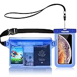 VGUARD wasserdichte Tasche Beutel Bauchtasche Schutzhülle mit wasserdichte Handyhülle, Universal Strand-Tasche mit Handytasche Wasserdicht für Wassersport, Strand, Schwimmen, Bootfahren (Blau)