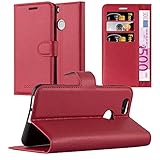 Cadorabo Hülle für Huawei NOVA in Karmin ROT - Handyhülle mit Magnetverschluss, Standfunktion und Kartenfach - Case Cover Schutzhülle Etui Tasche Book Klapp Sty