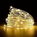 Lichterkette Innen, Jsdoin Globe 5M/16ft 50Pcs LED Batteriebetriebene Lichterketten, Dekorativ für Innen-Außenbeleuchtung, Schlafzimmer, Hochzeit, Party, Weihnachten, Baumschmuck (Warmweiß)