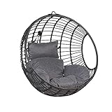 Beliani Hängesessel Rattan schwarz ø 99 cm ASPIO