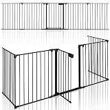KIDUKU® Kaminschutzgitter Metall 305 cm | Absperrgitter faltbar | Konfigurationsgitter inkl. 5 Elementen, Tü