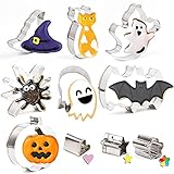 10 Stück Halloween Ausstechfomen Set,Edelstahl Keksausstecher Partydekorationen,Plätzchen Ausstecher für Kinder,Plätzchen Ausstecher aus Edelstahl,Plätzchenausstecher,Edelstahl Halloween Cook