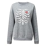 Damen Einfarbig Bedruckt Langarm Sweatshirt Lose Pullover Top Damas Freizeit Modisch Lose Love Line Printed Reißverschluss Kapuzenpullover Langarm Top