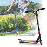 HT&PJ Stunt Scooters, Stunt Scooter Kinder Erwachsene, 360° Lenkung Sport Tretroller Roller, Stunt Roller für Kinder ab 8 Jahre,6061 Aluminium-Deck (Rot)