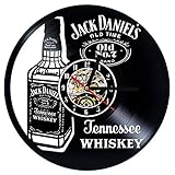 Wanduhr Aus Vinyl Schallplattenuhr Upcycling LED JACK DANIELS Familien Dekoration 3D Design-Uhr Wohnzimmer Schlafzimmer Restaurant Wand-Deko Schwarz Ø: 30