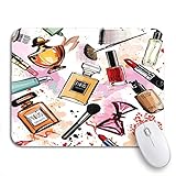 Gaming mouse pad rosa make-up aquarell kosmetik und parfums sammlung muster girly rutschfeste gummi backing mousepad für notebooks comp