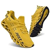 Womens Sneakers Fashion Casual Monochrome Running Sports Slip Shock Absorption Breathable Walking Shoes,37 EU,Yellow