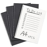 Spiral-Notizbuch, A4, liniert, 4er-Pack, Black weicher Einband, Kraftpapier, Notizblöcke, Planer, ideal für Reisen und S